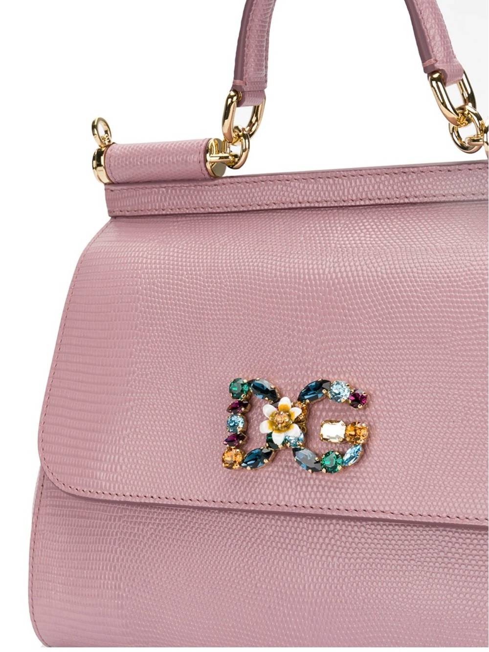 Dolce & Gabbana Pink Jeweled Logo Top-Handle Satchel